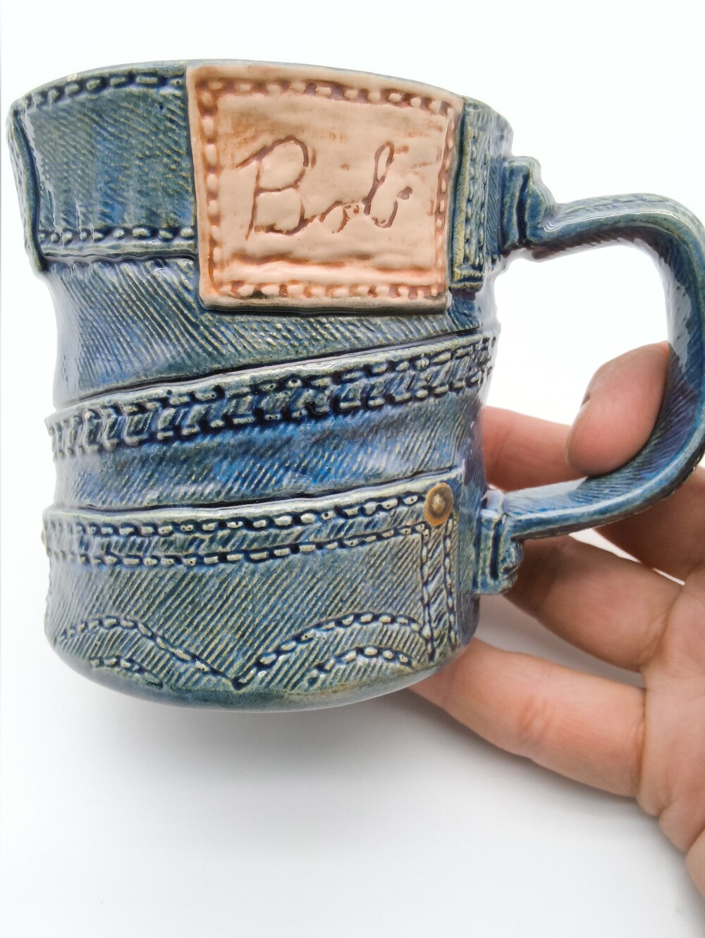 Dungaree Coffee Ceramic Mug for Bob, Coffee Lovers &/or Denim Enthusiasts